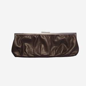 Chocolate Brown Faux Leather Panoramic Clutch